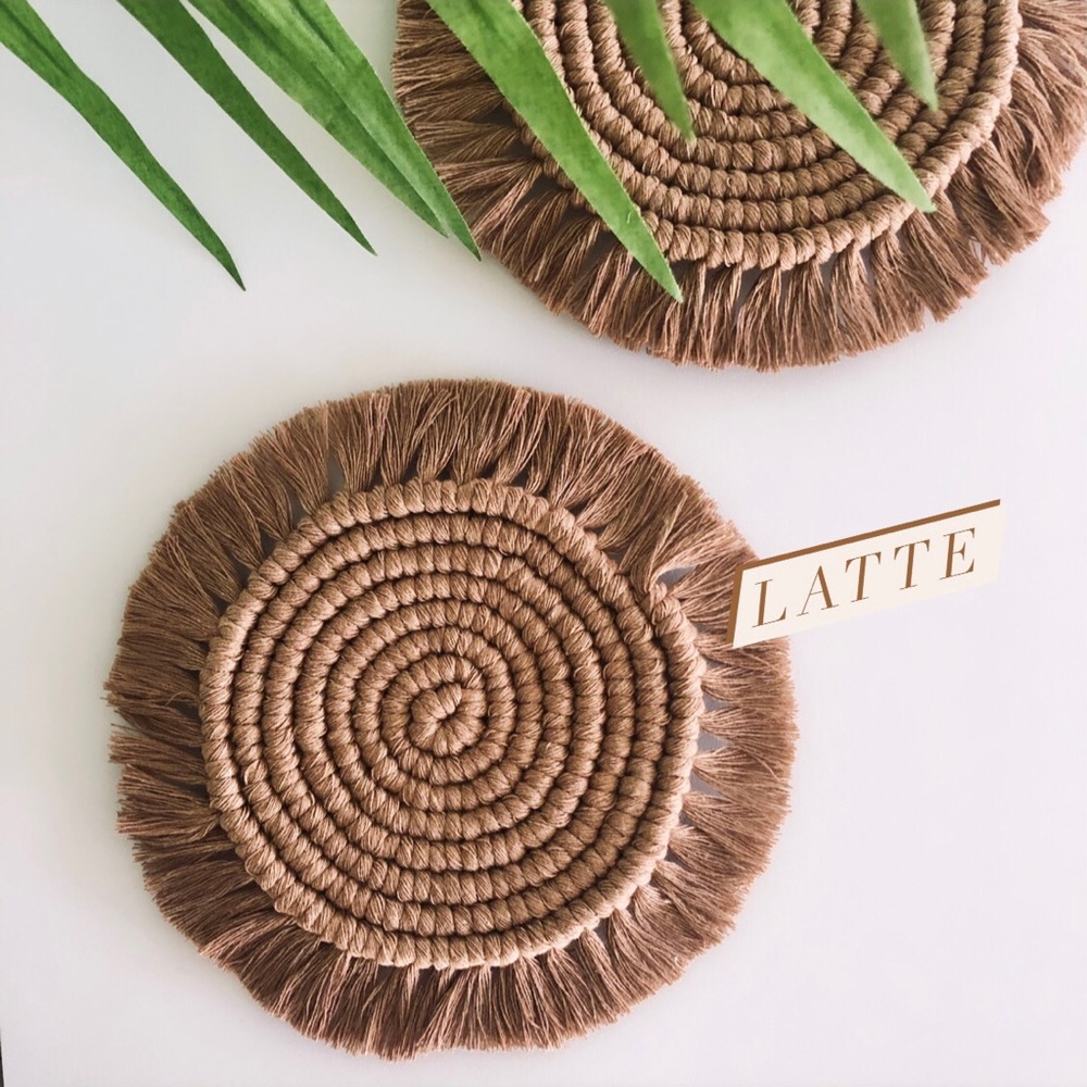 ✨HANDMADE✨ 2 macrame coasters - latte